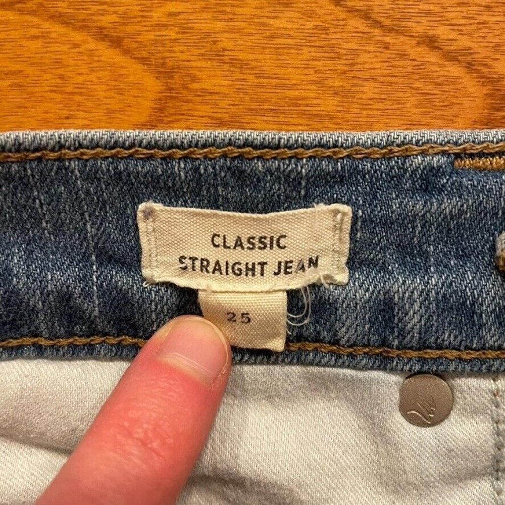 Madewell Classic Straight Jeans M3004 Distressed Medium Wash - Picture 6 of 9